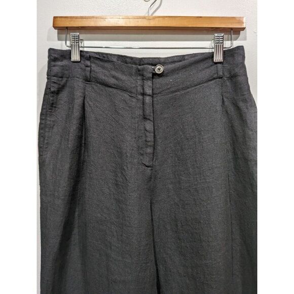 Humanoid Black Washable Italian Linen High Waist Pleat Front Trouser Pants, XS - Picture 2 of 9